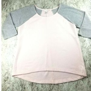 Kenar | Raglan Pink Gray Mesh High Low Tee Top L